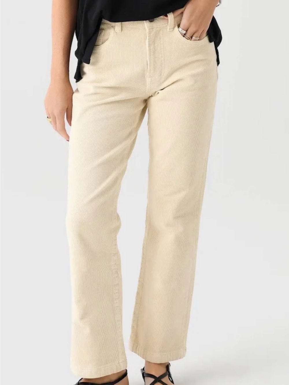 Faherty Neutral Cream Straight-Leg Jeans